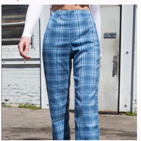 Brandy Melville Denim - brandy melville blue plaid tilden pants